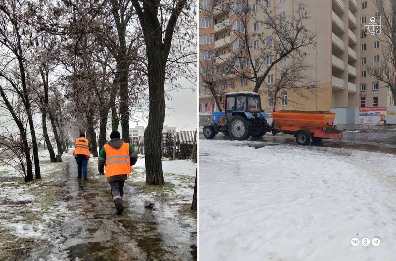 У всіх районах міста очищали від криги тротуари